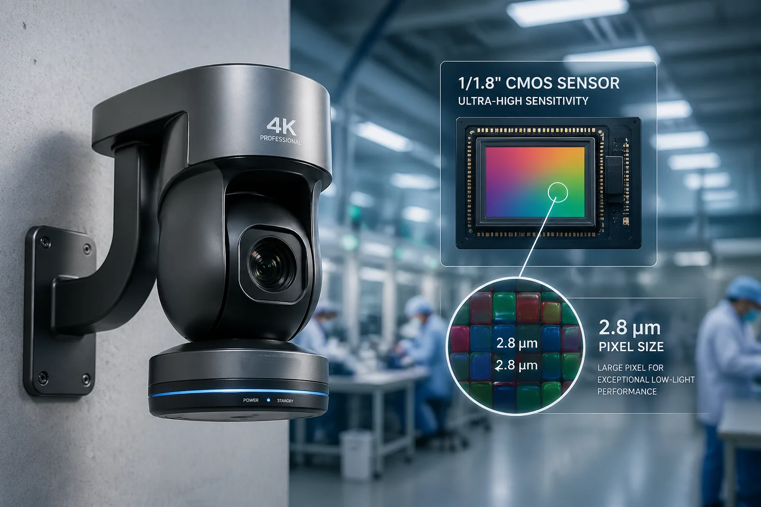 ideal micron pixel size professional 4K PTZ camera