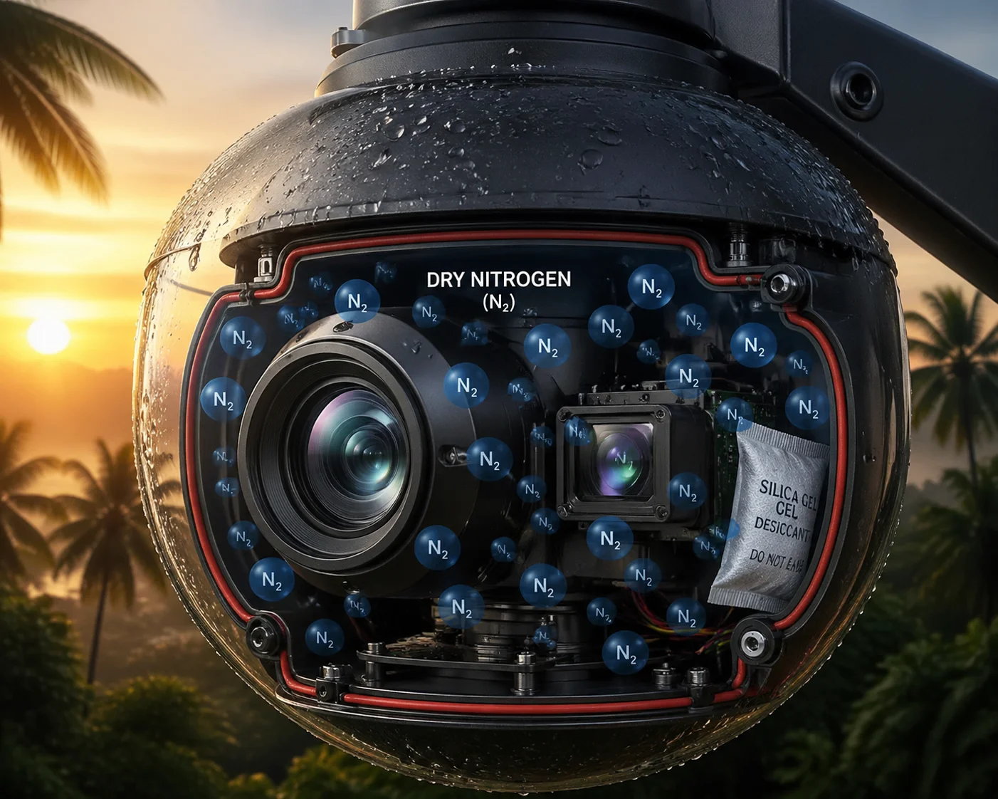 sealed PTZ camera nitrogen filled anti-condensation design