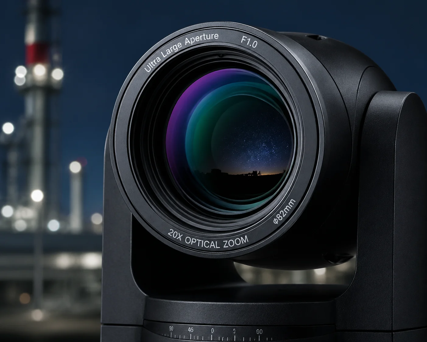 Large aperture F1.0 lens for PTZ camera low light performance