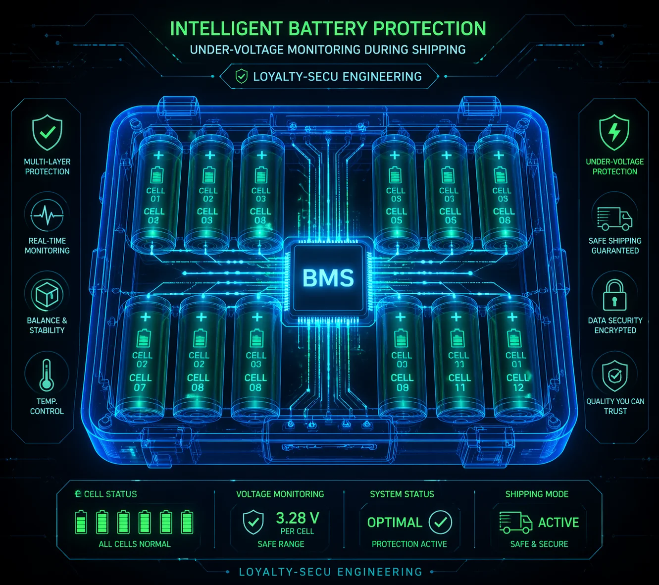 BMS battery management system solar camera transit protection
