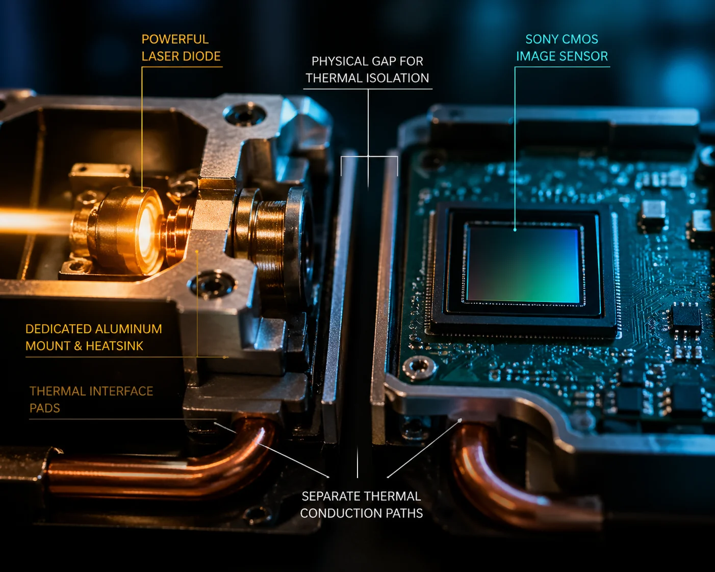 Sony image sensor thermal isolation from laser module