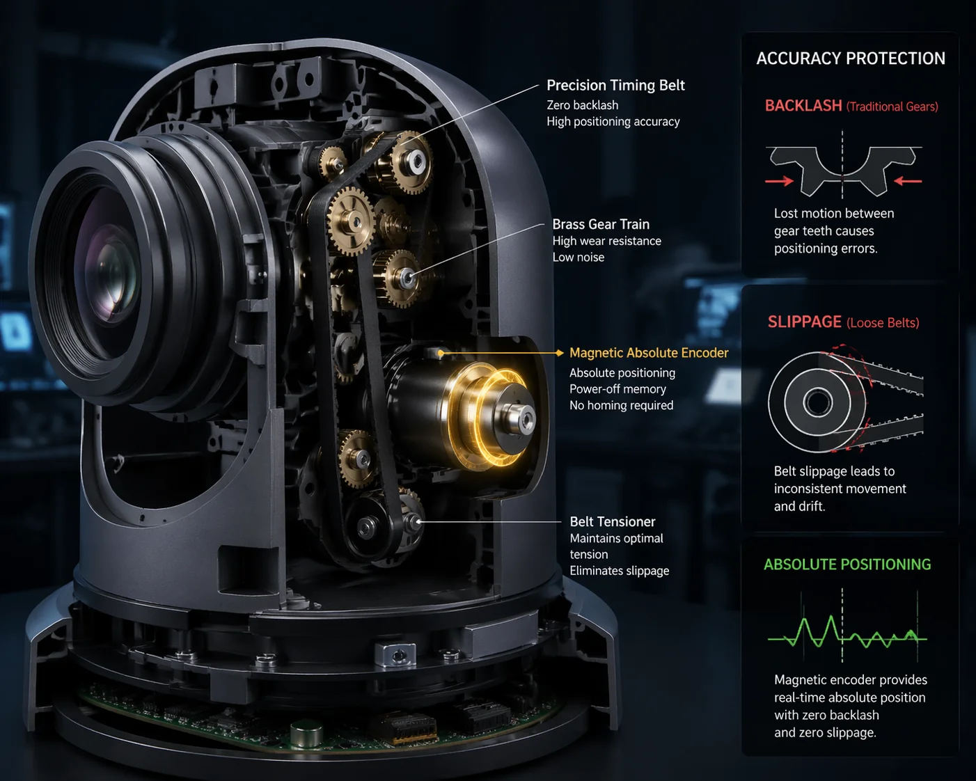 PTZ mechanism position accuracy during rough shipping