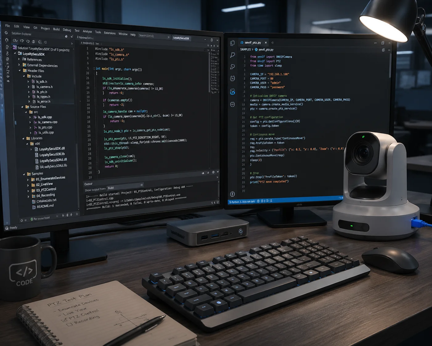 C++ and Python SDK access for PTZ camera integration