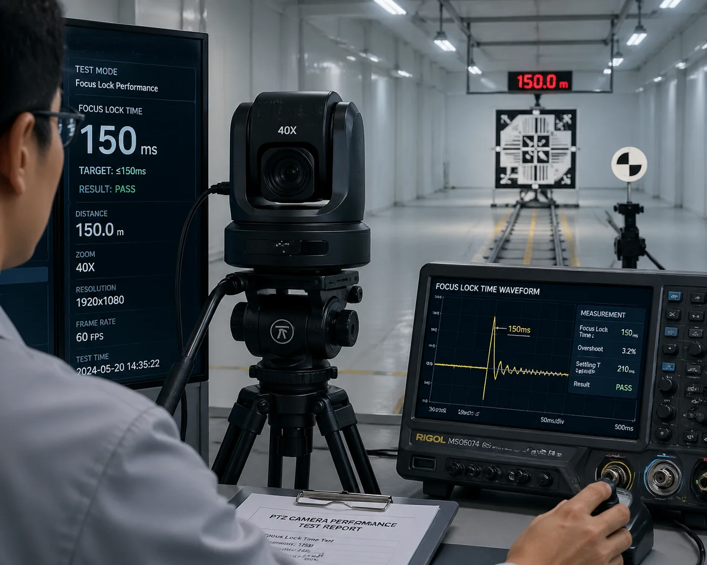 40X PTZ camera PDAF focus lock time measurement