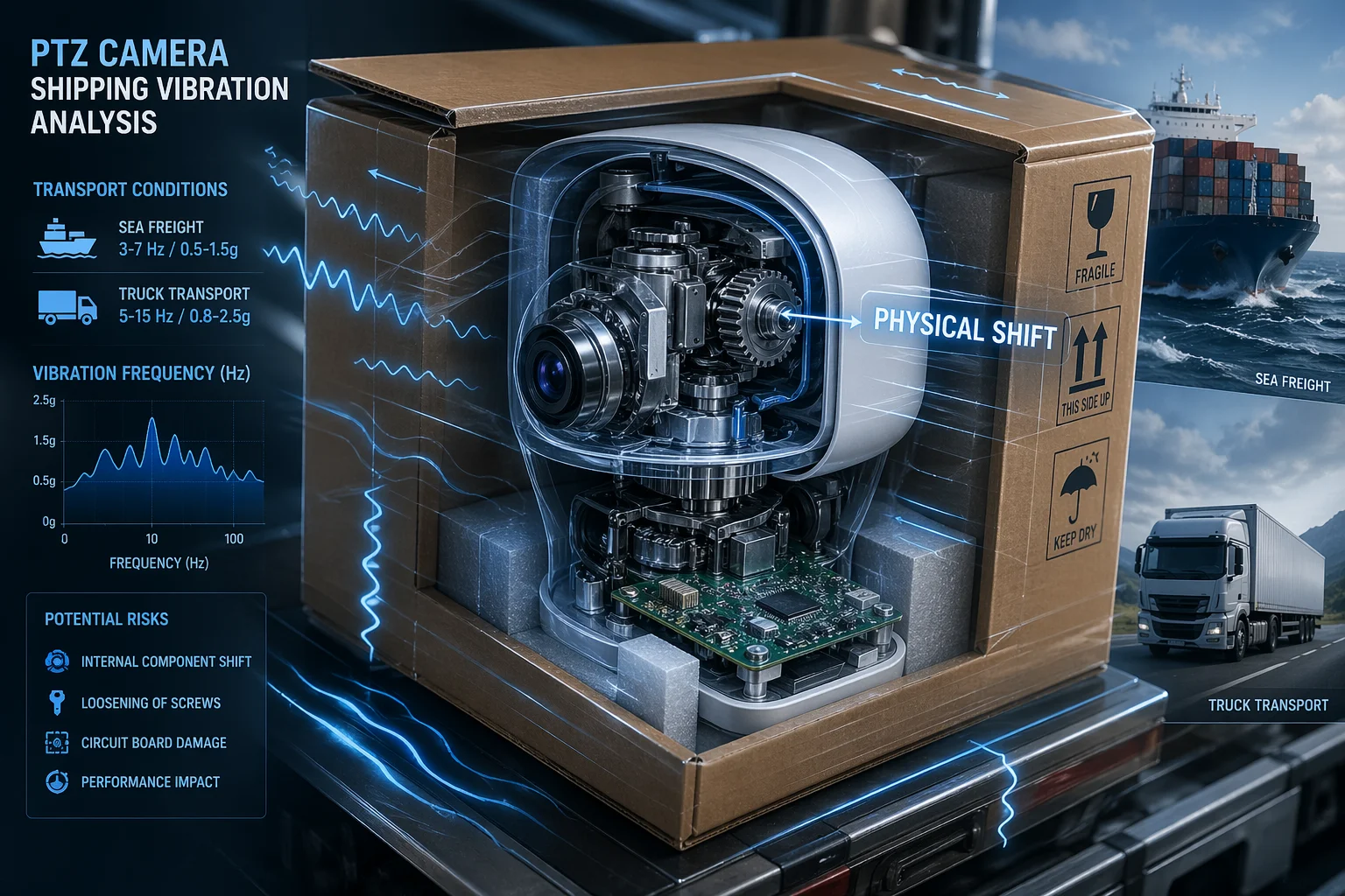 PTZ camera power-off memory recalibration after shipping vibration