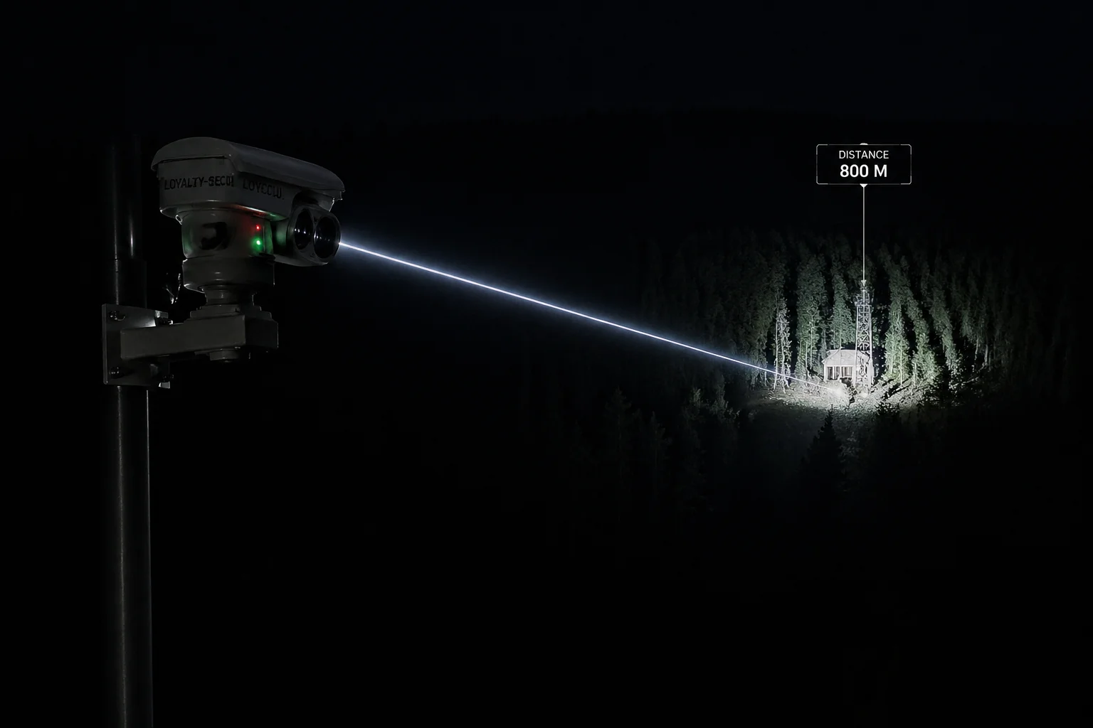 Night vision PTZ camera with laser IR illumination at full zoom