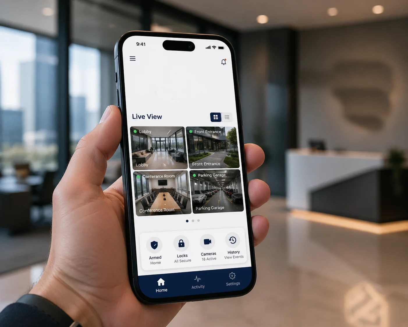 White-labeled mobile app for security camera viewing and management