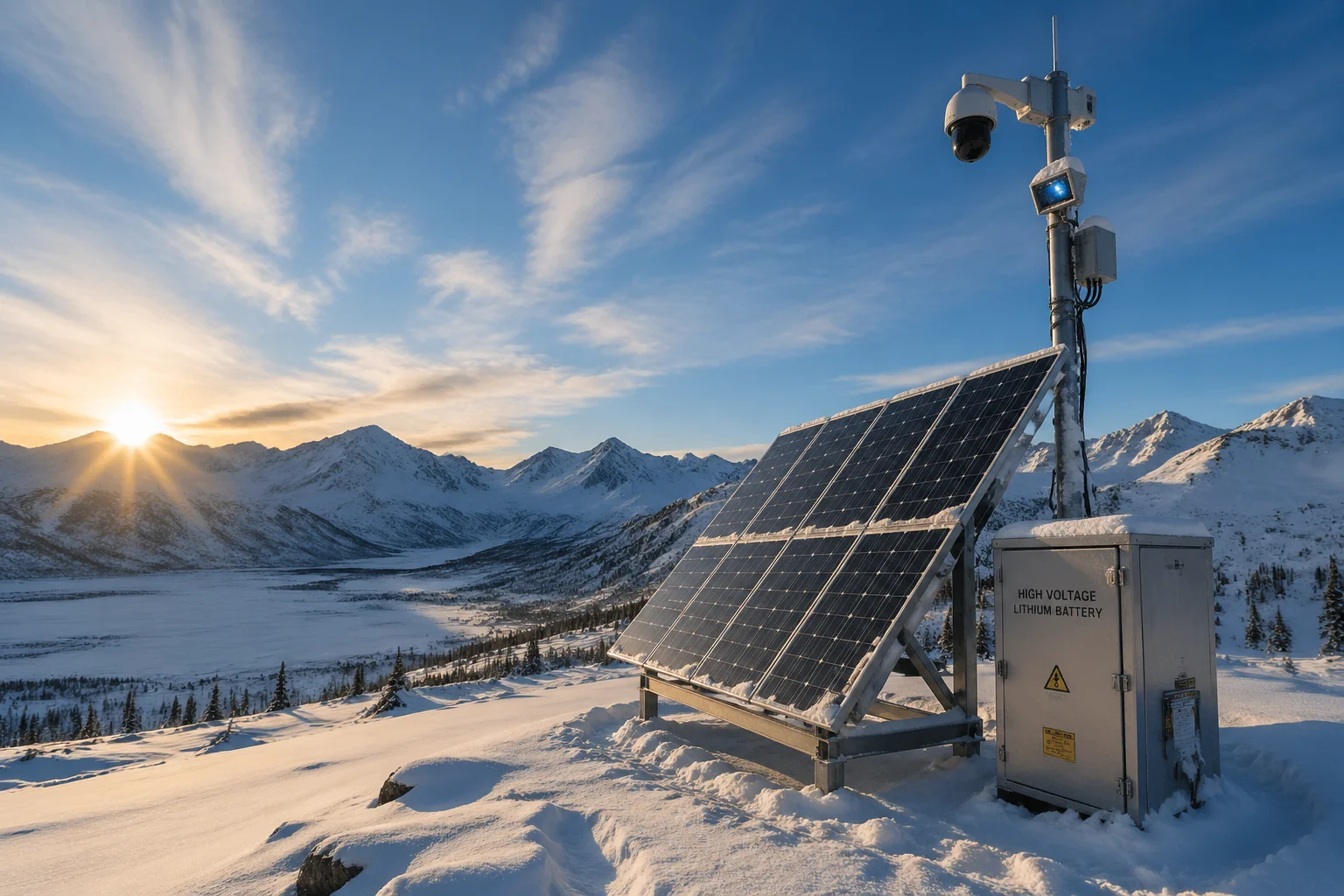 Solar powered PTZ camera system in Alaska winter