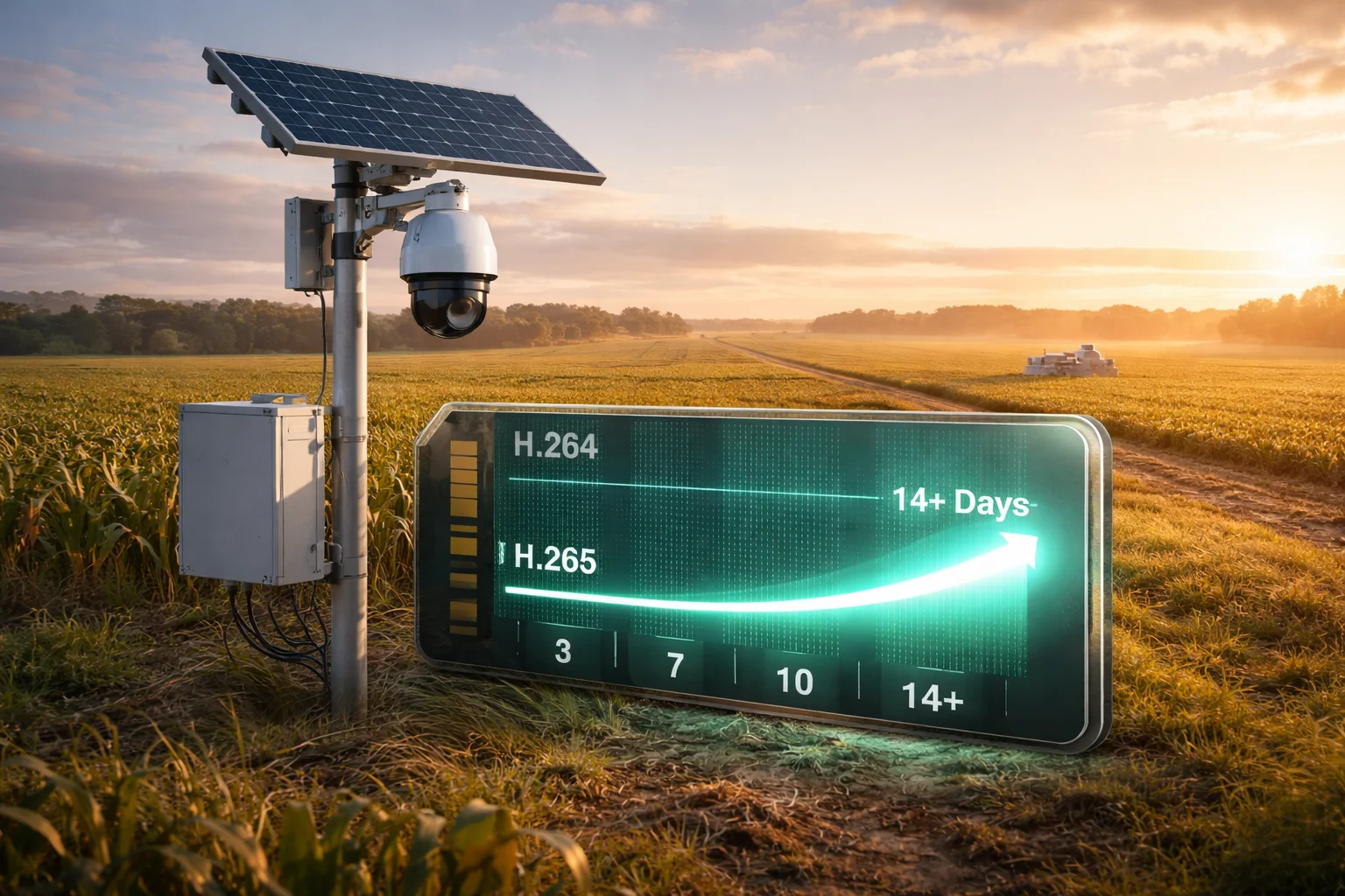 SD card recording time extended by H.265+ remote solar PTZ camera