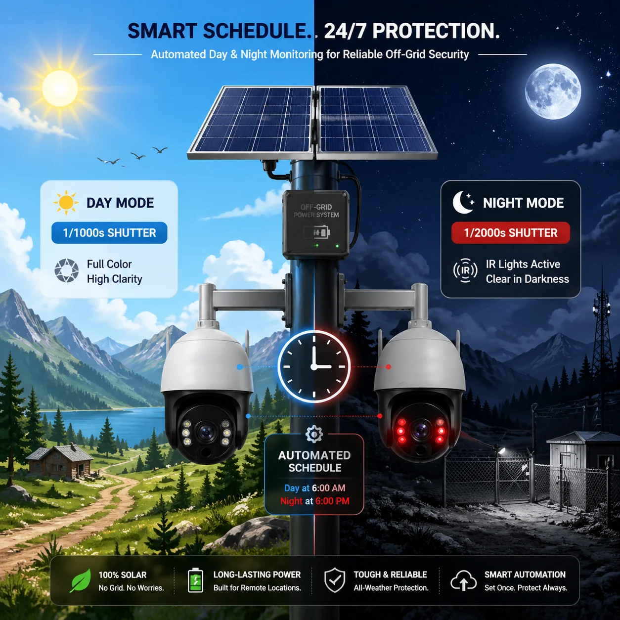 Automated day night shutter speed scheduling for PTZ camera