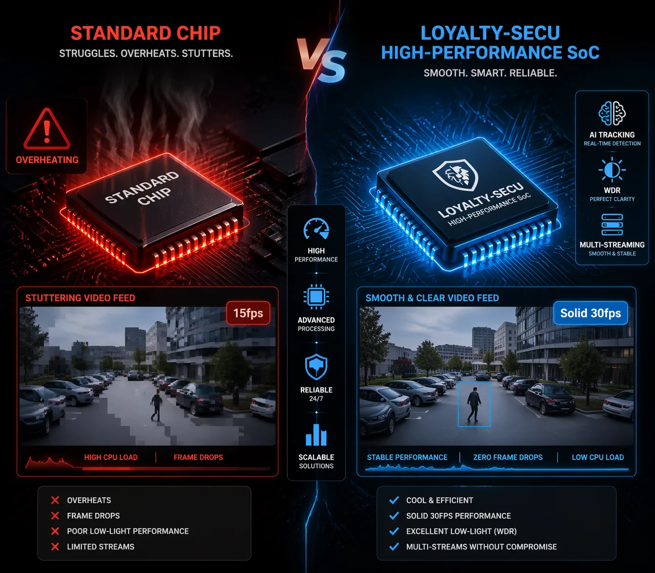 4K PTZ camera AI feature processing load comparison