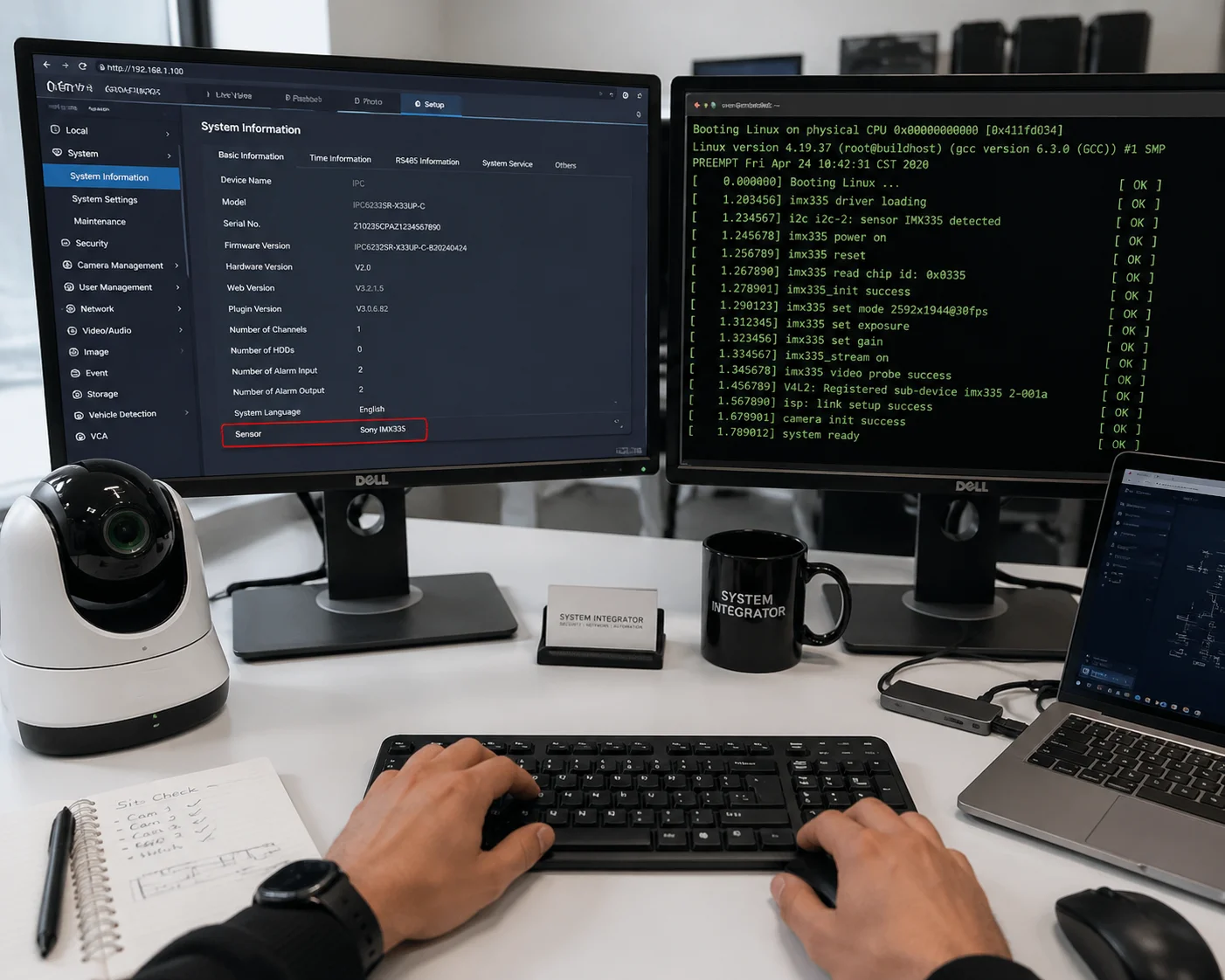 Verifying Sony sensor model through camera web interface