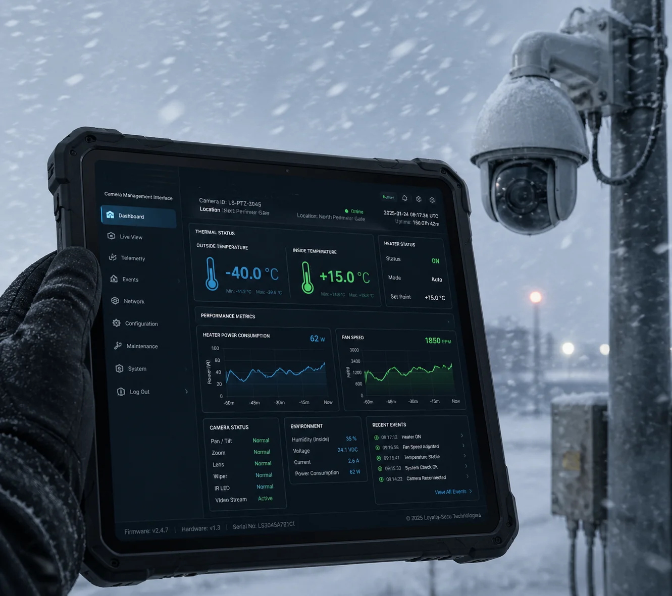 Remote temperature monitoring web interface for PTZ camera