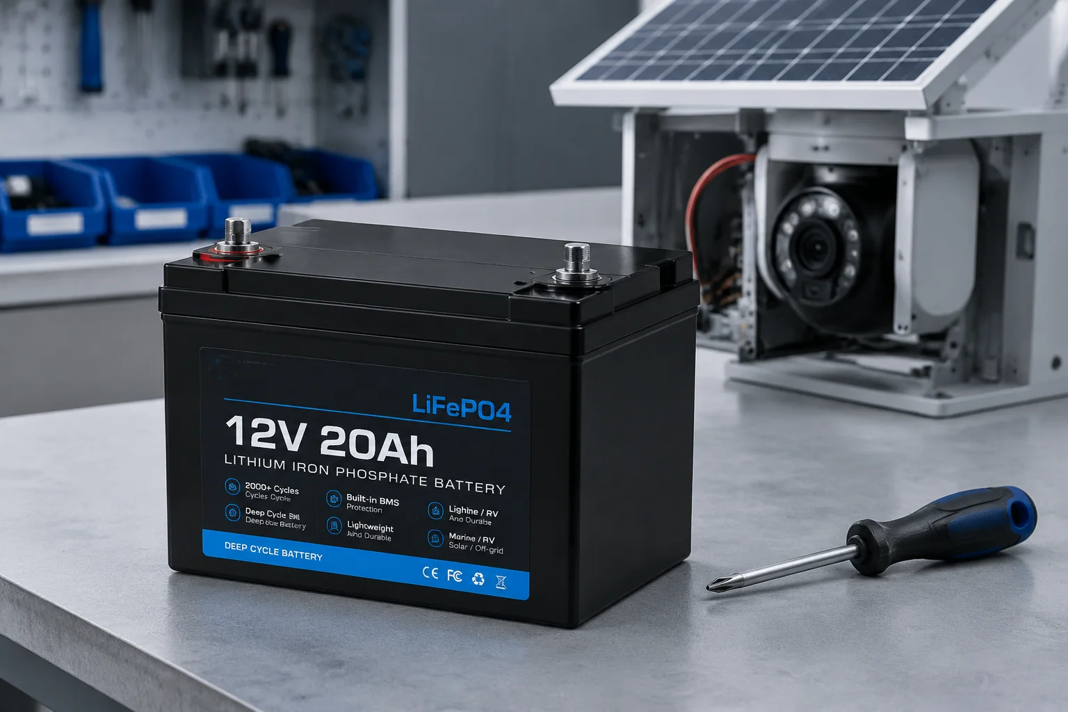 Pacco batteria LiFePO4 standard per sistema di telecamere PTZ solari