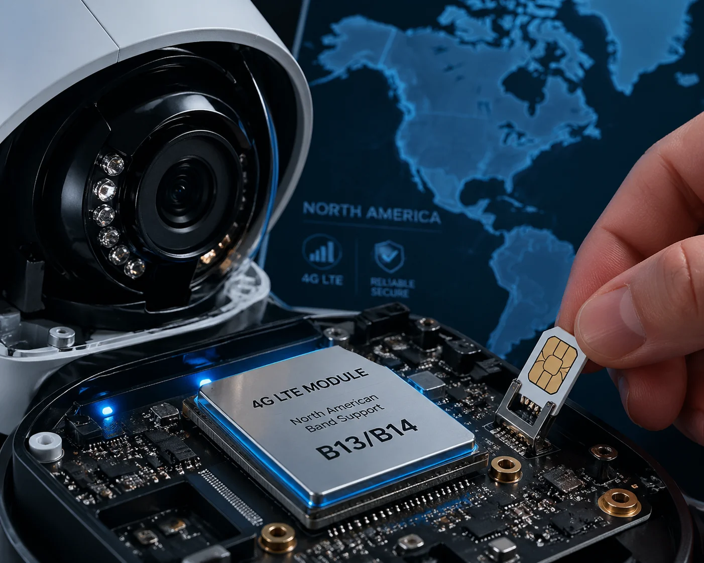 PTZ camera with 4G LTE module for North American band support