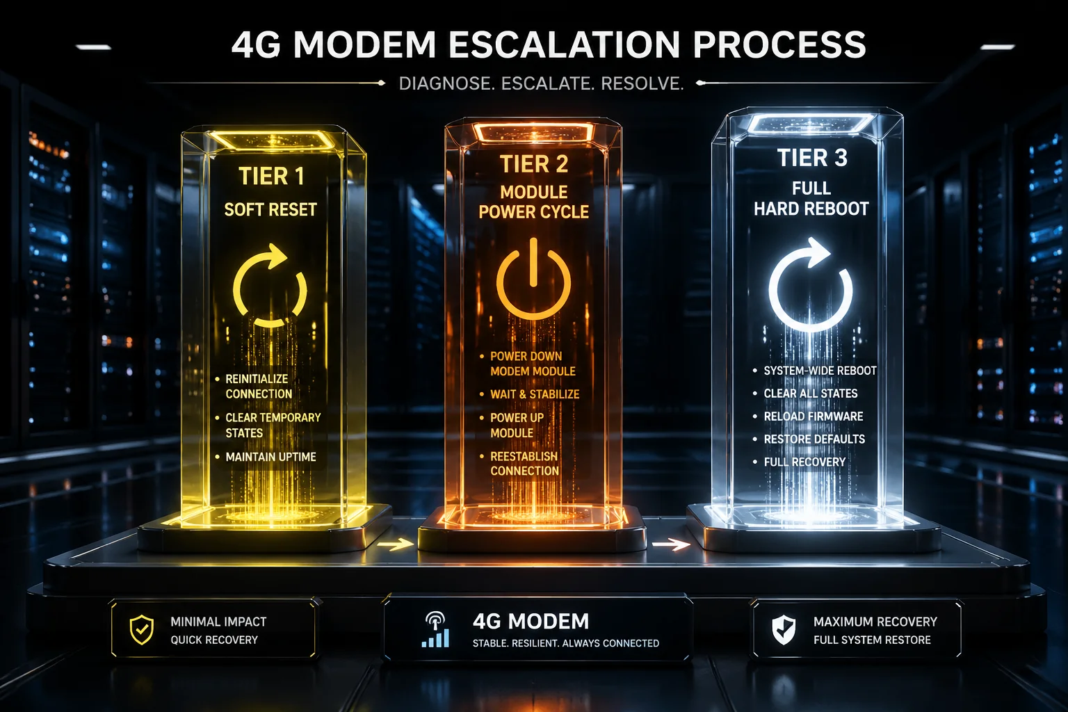 4G modem power cycle failed connection threshold