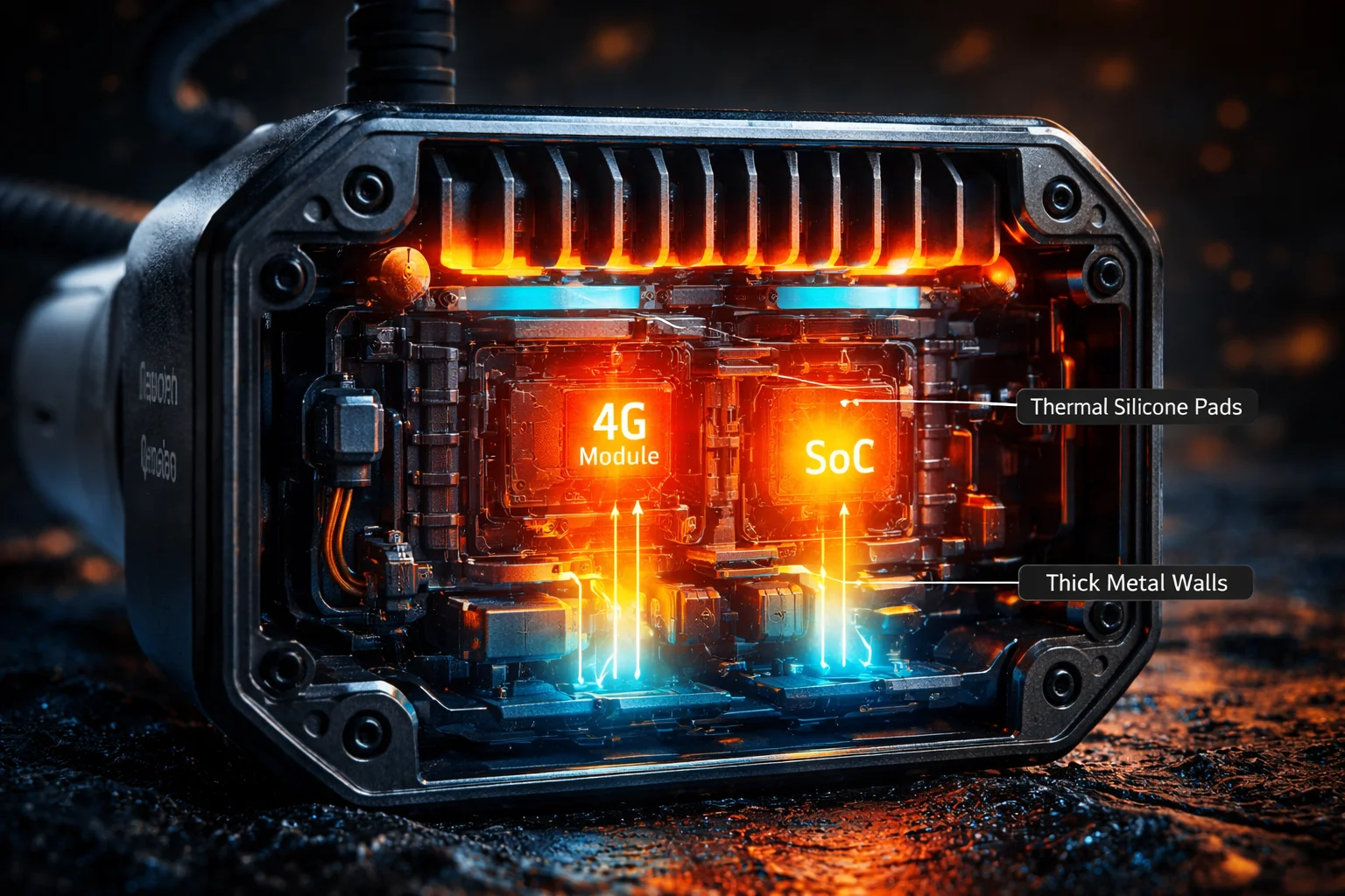 thermal management 4G module 24/7 video uploading heat dissipation