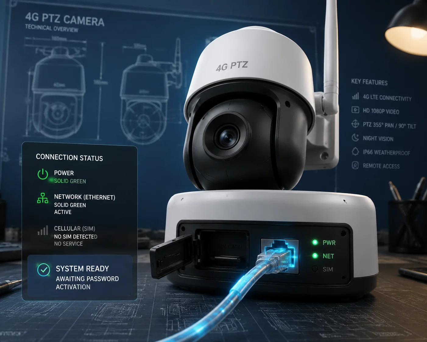 Camera defaulting to RJ45 port without SIM card
