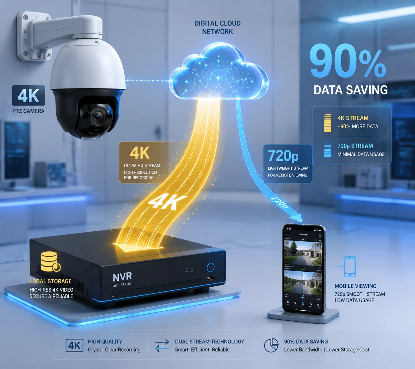 4K PTZ camera dual stream remote preview data saving