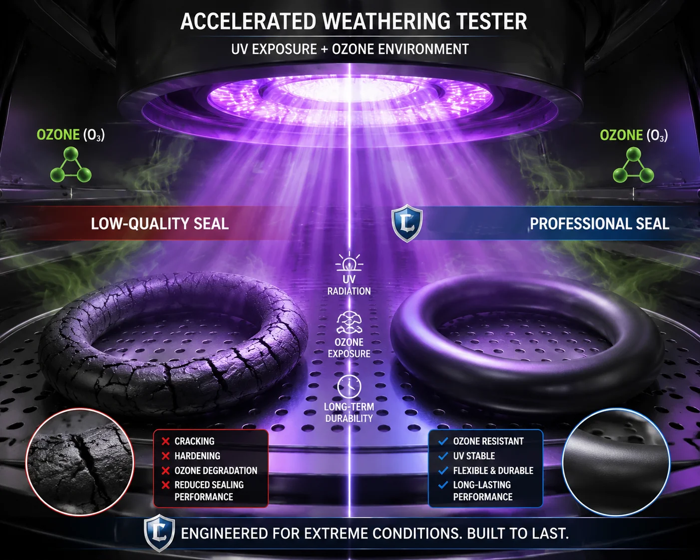 UV and ozone exposure test on O-ring seal