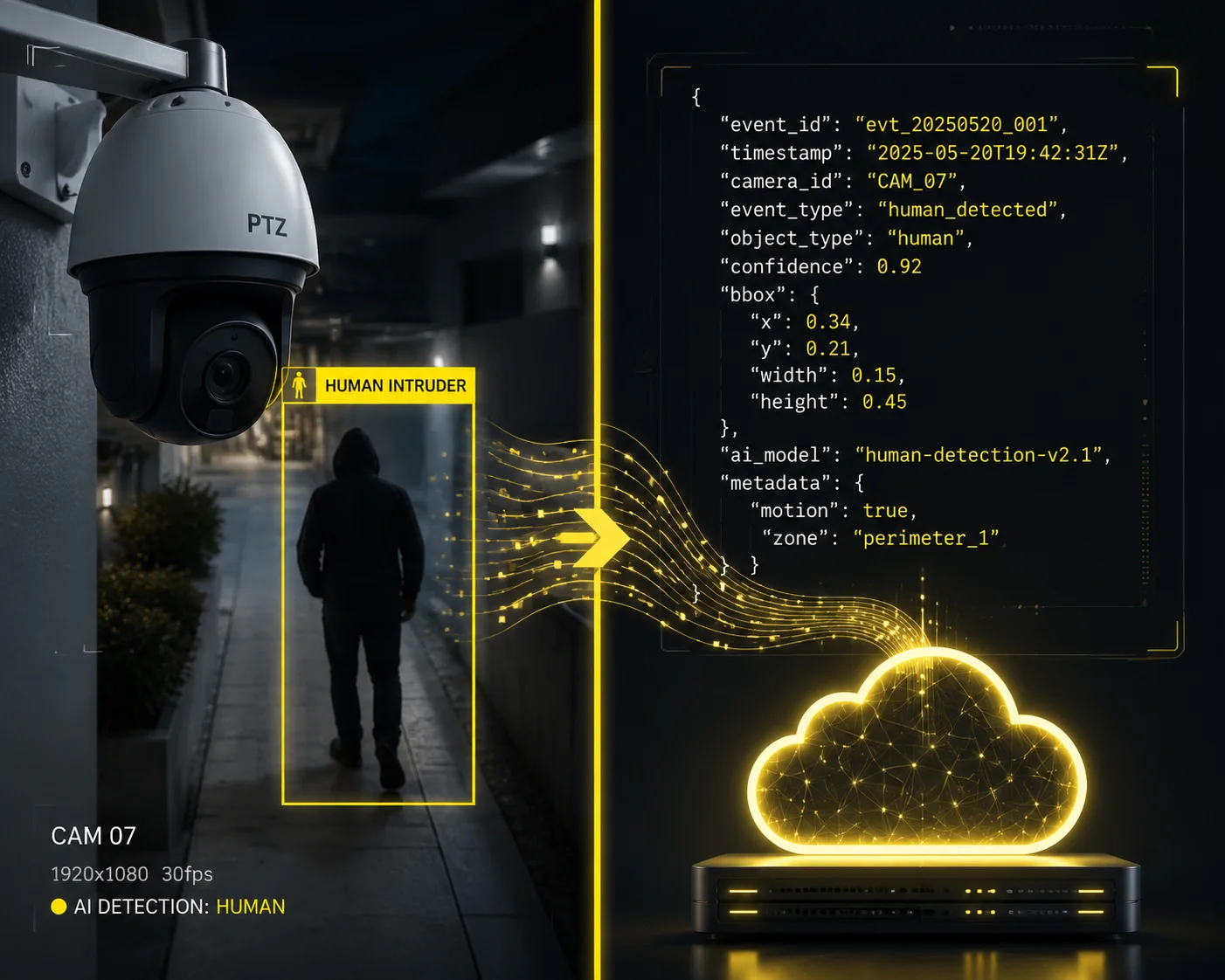 AI metadata human detected published to MQTT broker