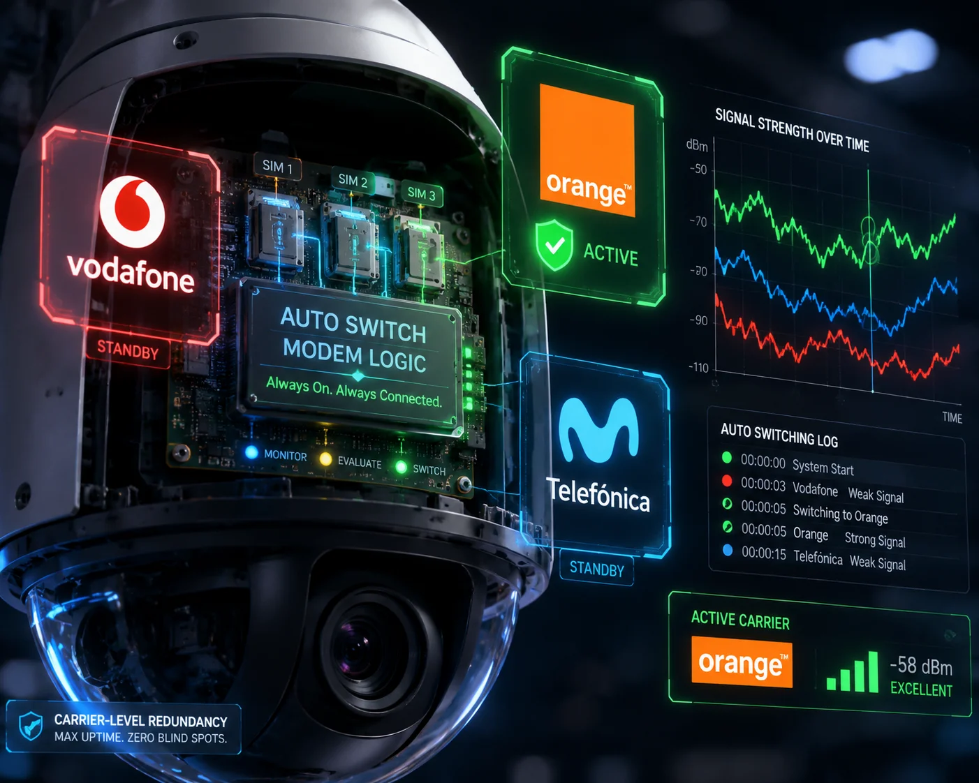 Troca automática de operadora eSIM Multi-IMSI