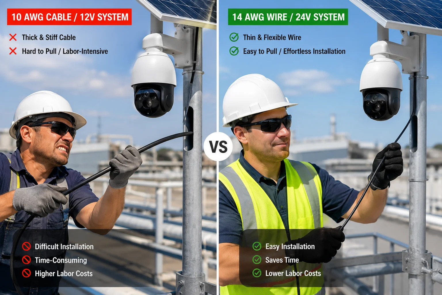 Flexible dünne Kabelinstallation 24V Solar PTZ-System