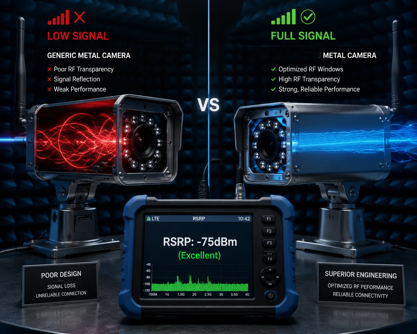 Signal loss comparison between metal and plastic PTZ cameras
