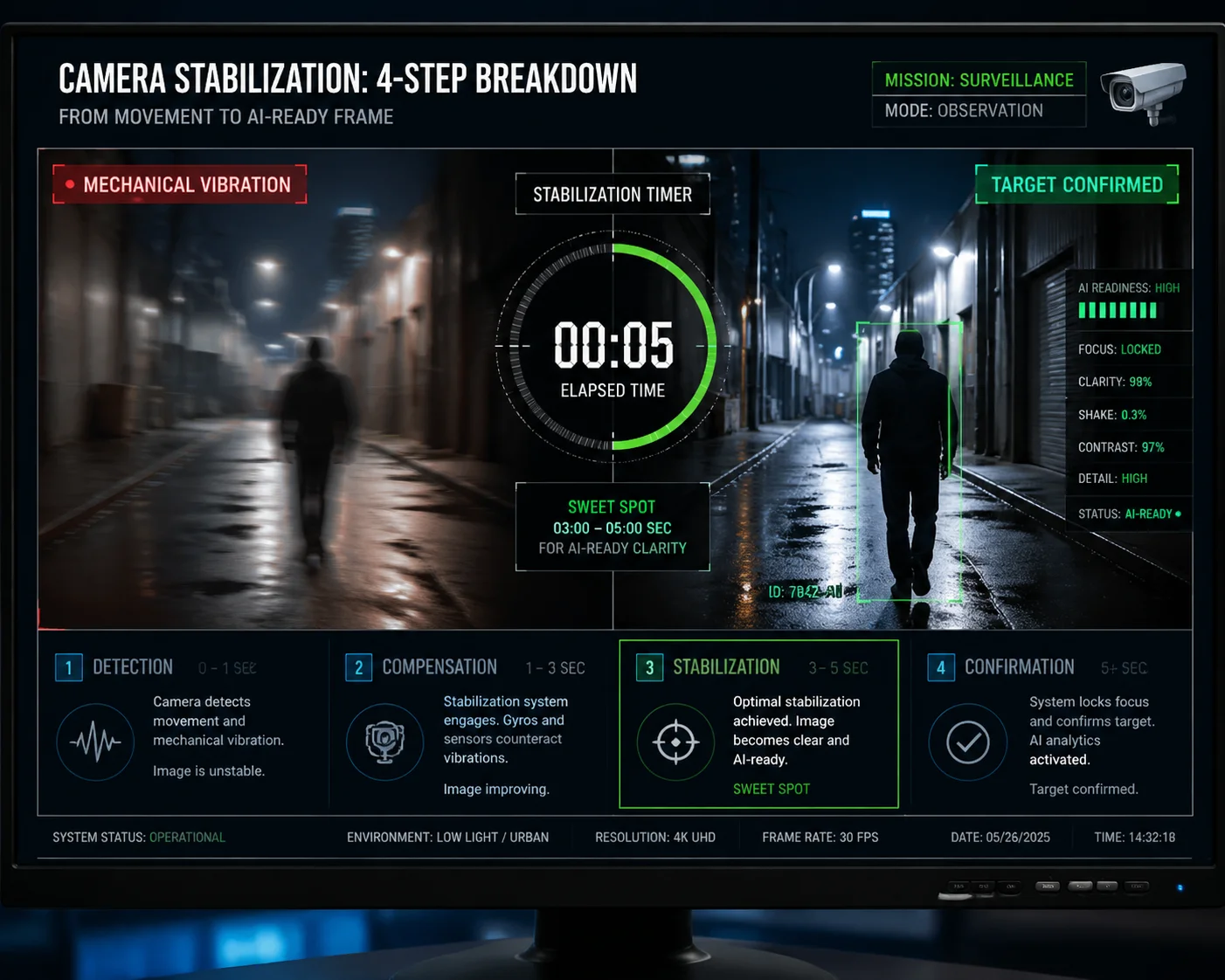 PTZ dwell time seconds needed AI scene scanning