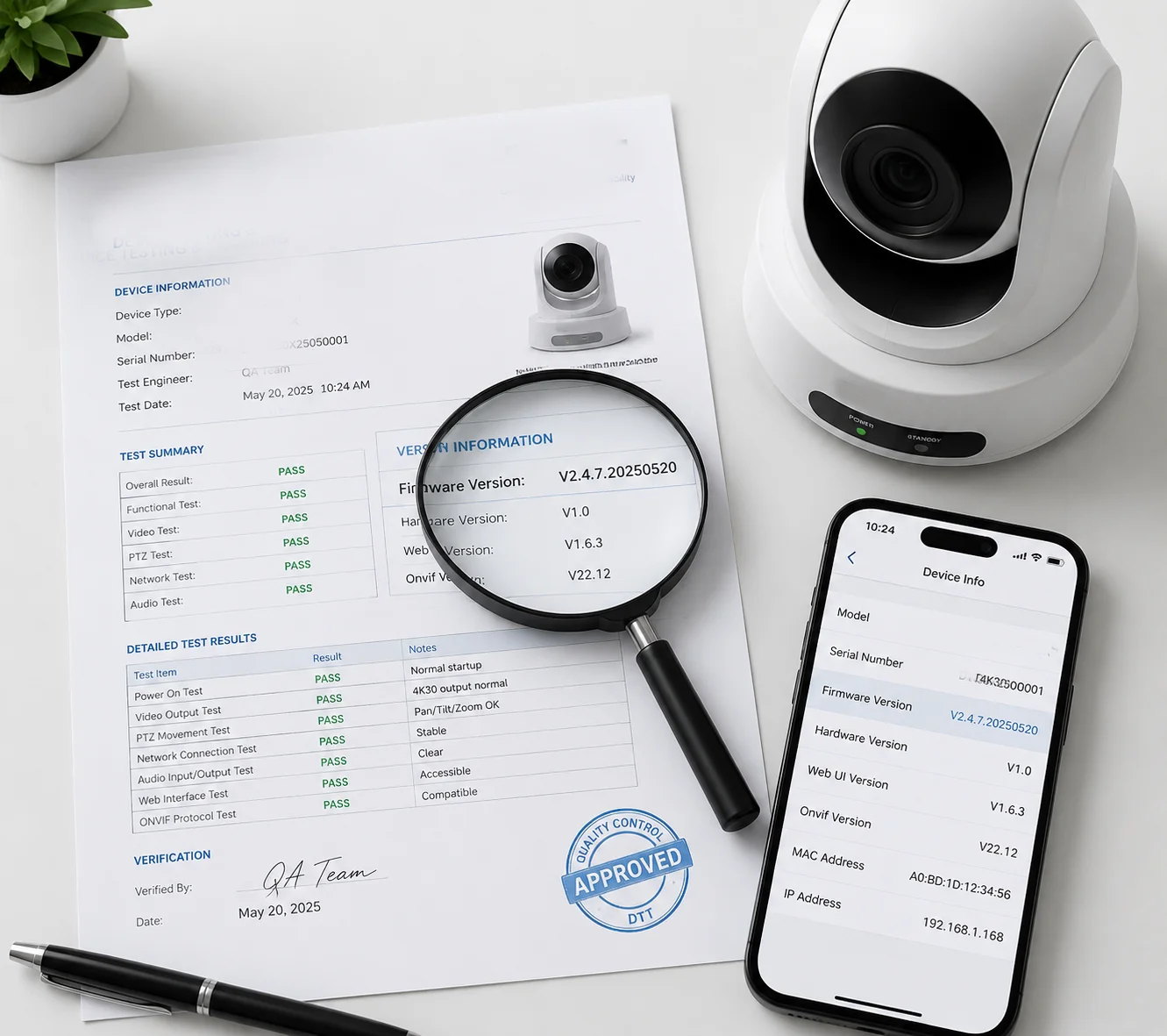 Verificação da versão do ONVIF Device Test Tool para validação de firmware