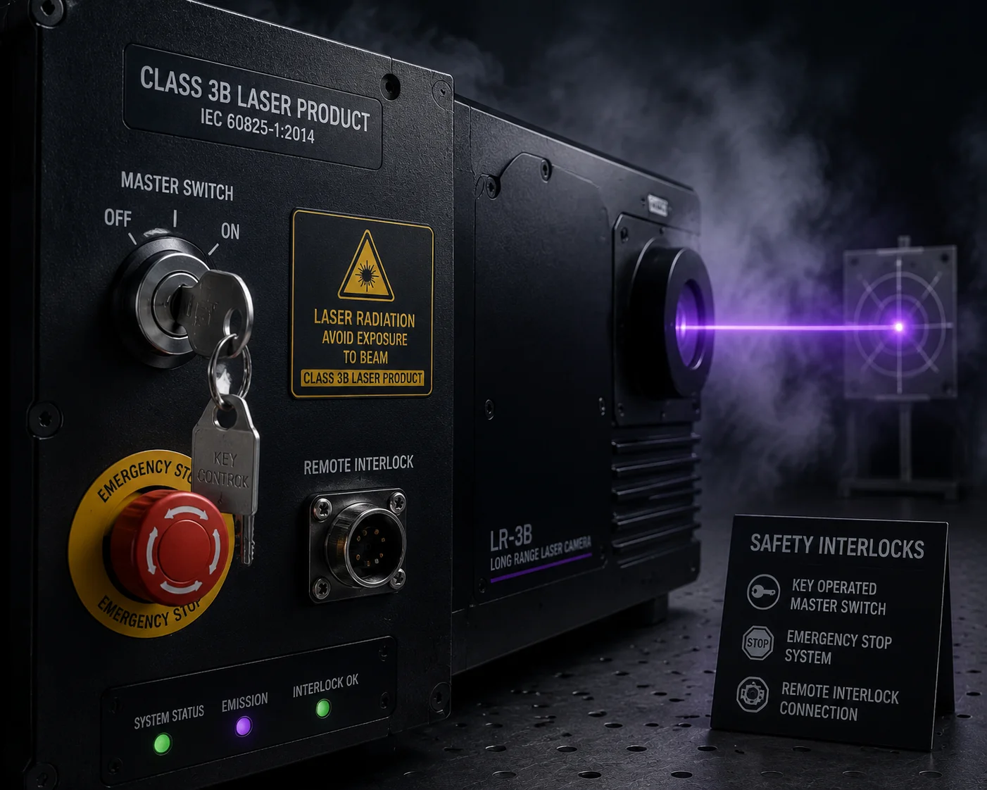 Class 3B laser PTZ camera safety interlocks FDA requirements