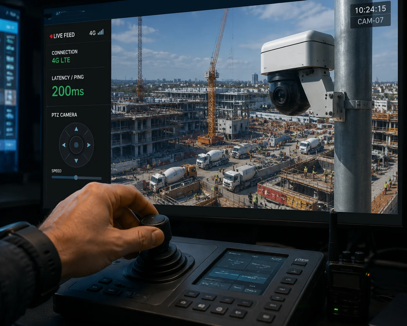 Controllo PTZ su rete 4G con latenza inferiore a 500 ms WebRTC
