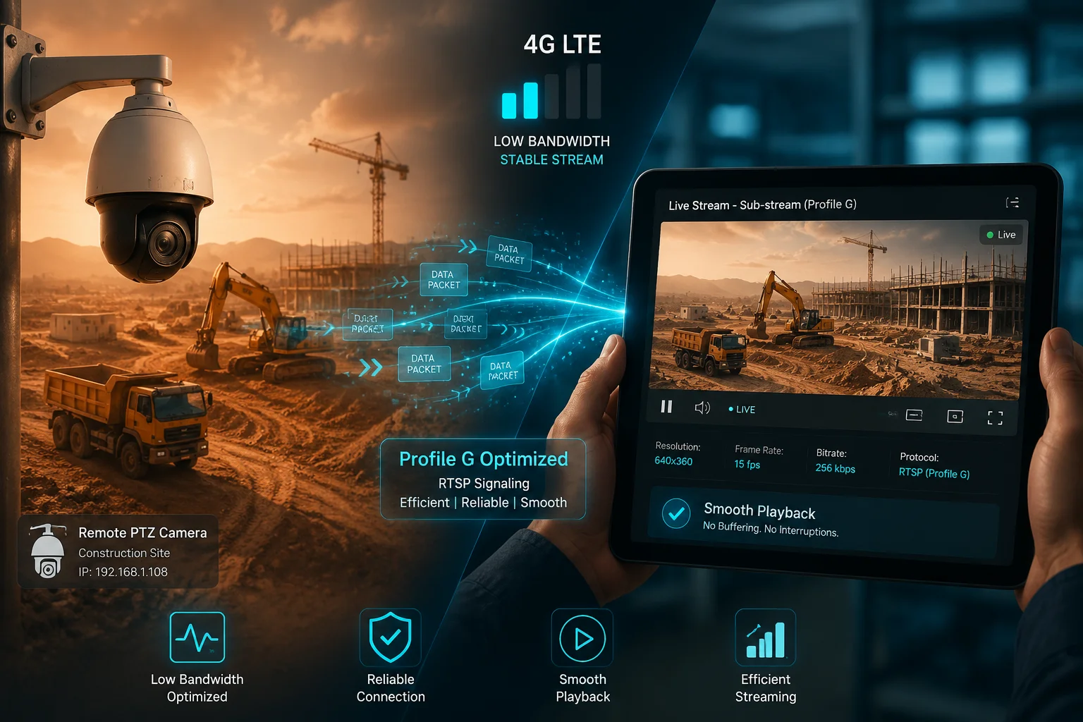 4G geringe Bandbreite Profil G Wiedergabe PTZ-Kamera
