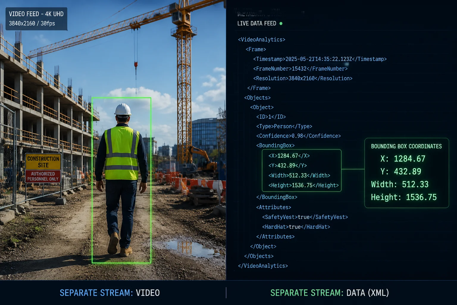 Metadati bounding box AI H.265 ONVIF Profile T