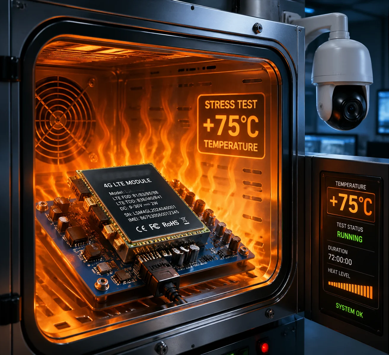4G module reliability at extreme high temperature testing