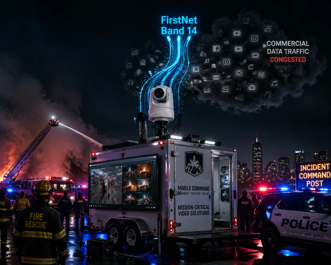 PTZ camera FirstNet Band 14 public safety network access