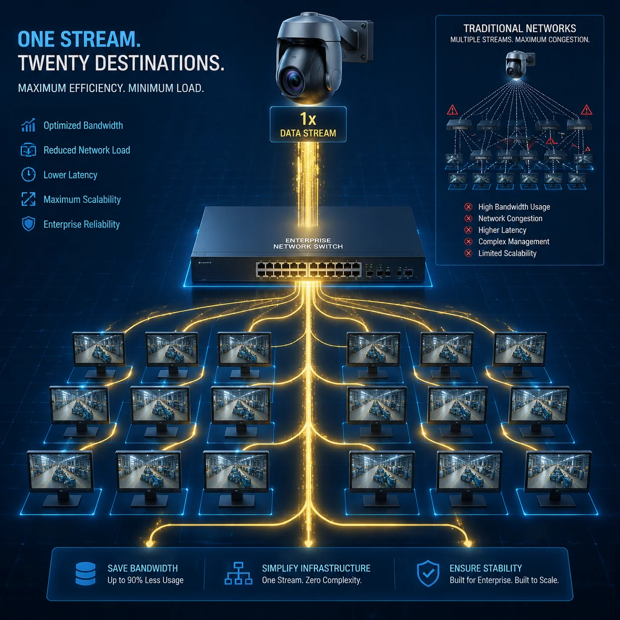 Ottimizzazione della larghezza di banda multicast delle telecamere PTZ in LAN di grandi dimensioni