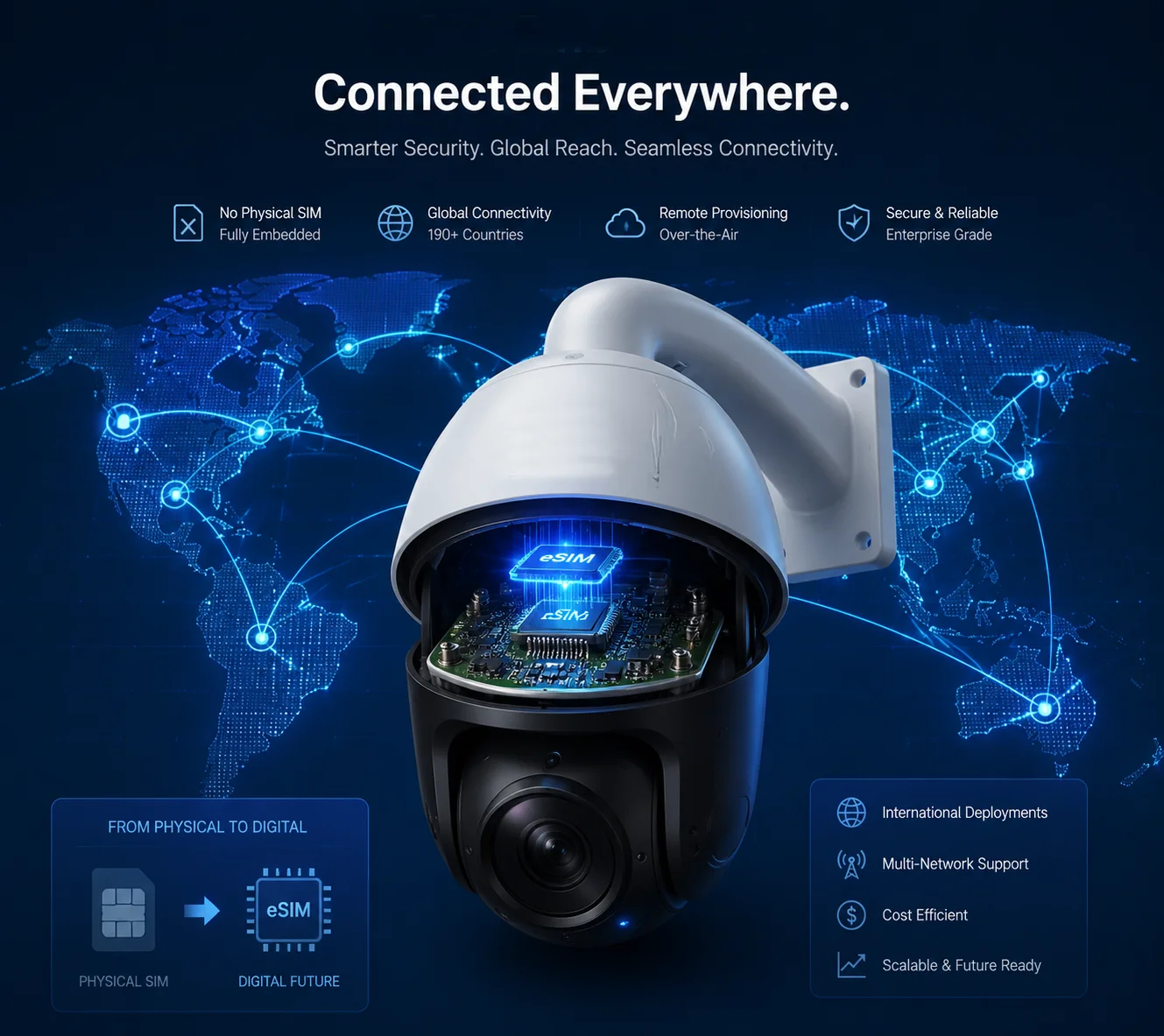 Tecnologia eSIM para implantação global de câmeras PTZ