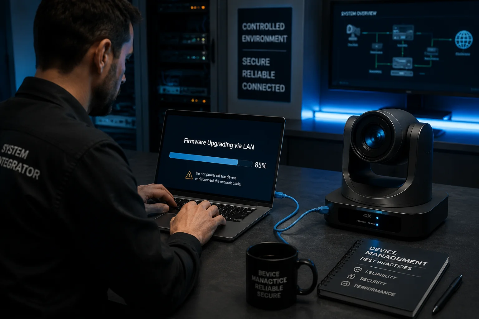 Firmware update via local RJ45 connection on PTZ camera