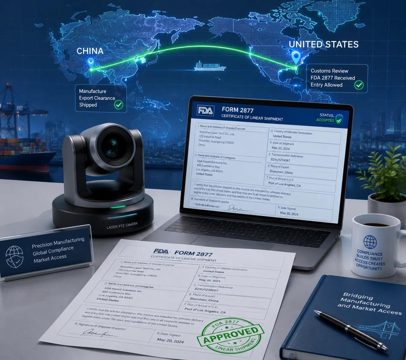 FDA Form 2877 laser PTZ camera customs clearance