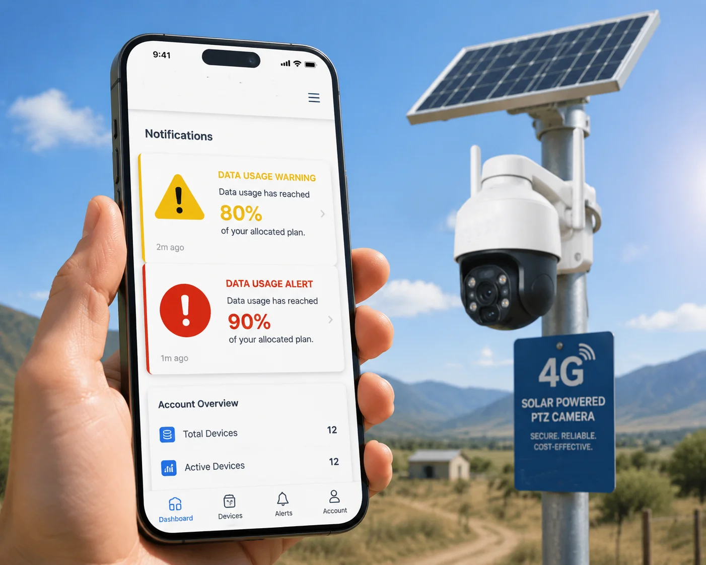 Benachrichtigung über die Datennutzung der 4G Solar PTZ-Kamera