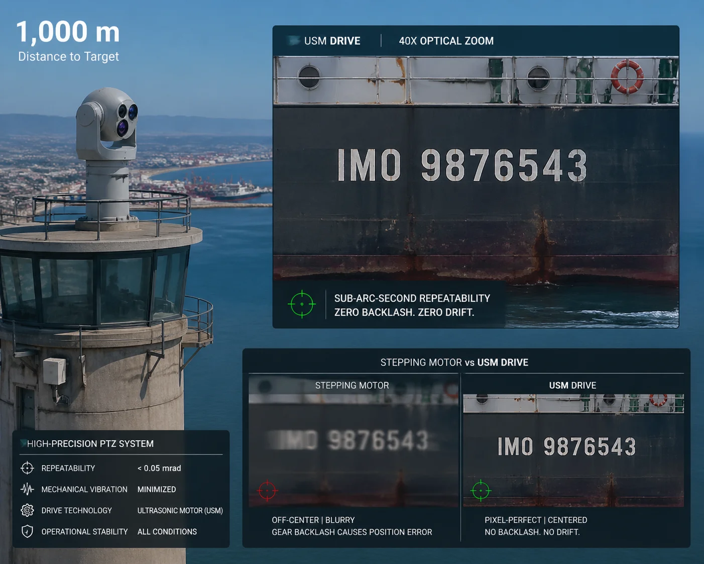 USM PTZ camera preset positioning accuracy long range