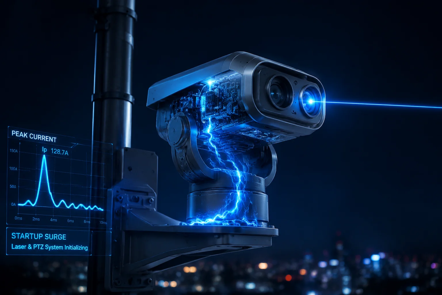 Courant de crête au démarrage nocturne de la caméra PTZ laser 800m