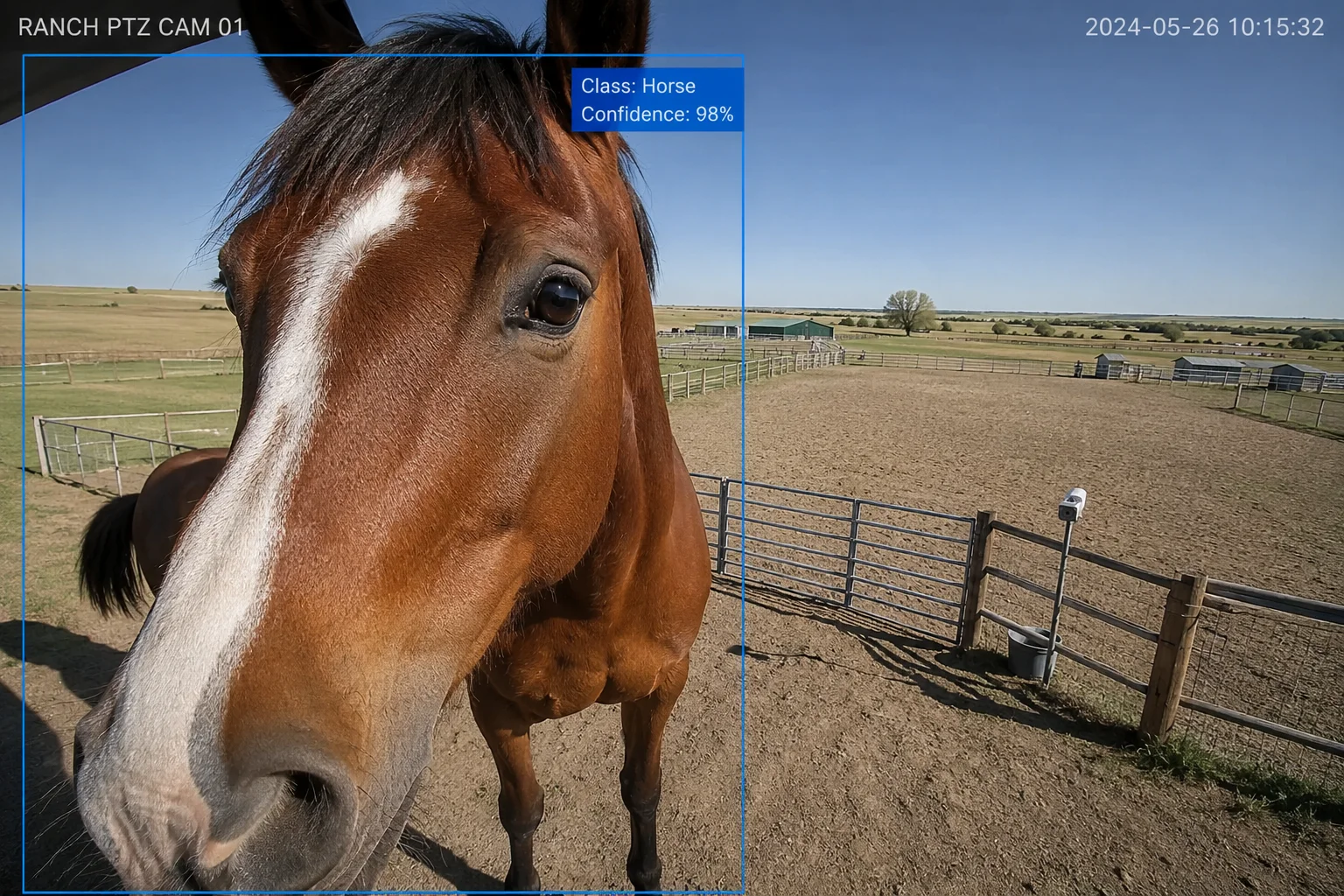 cavallo grande vicino telecamera falso allarme