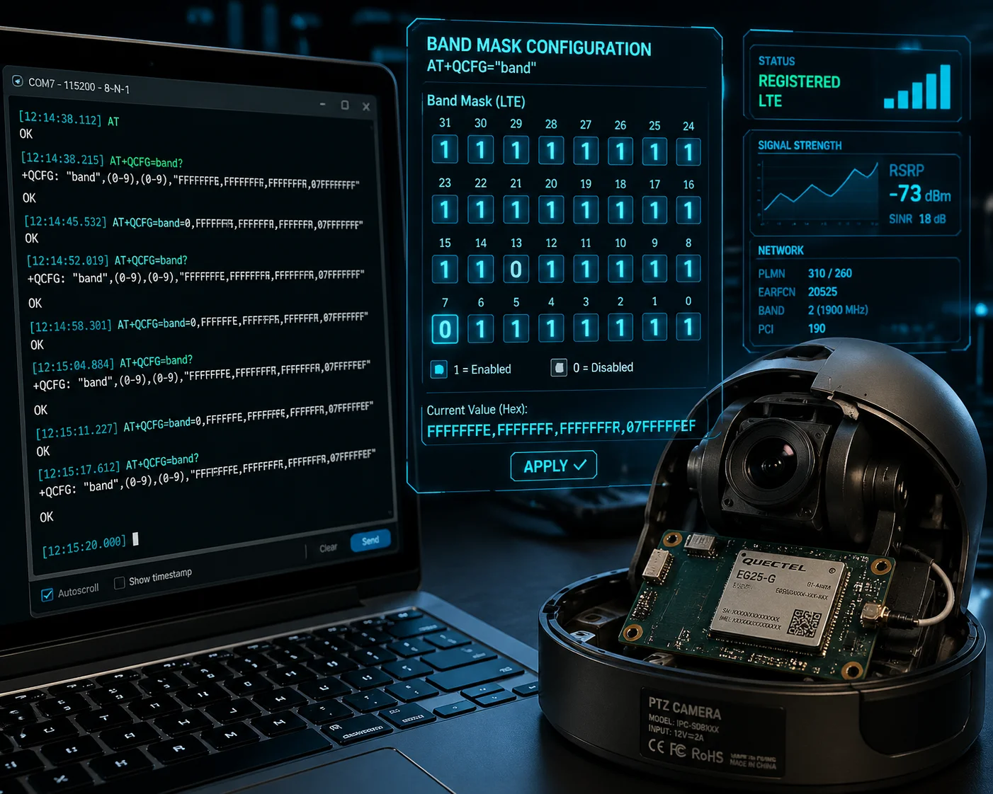 Lock PTZ camera to specific LTE band prevent roaming