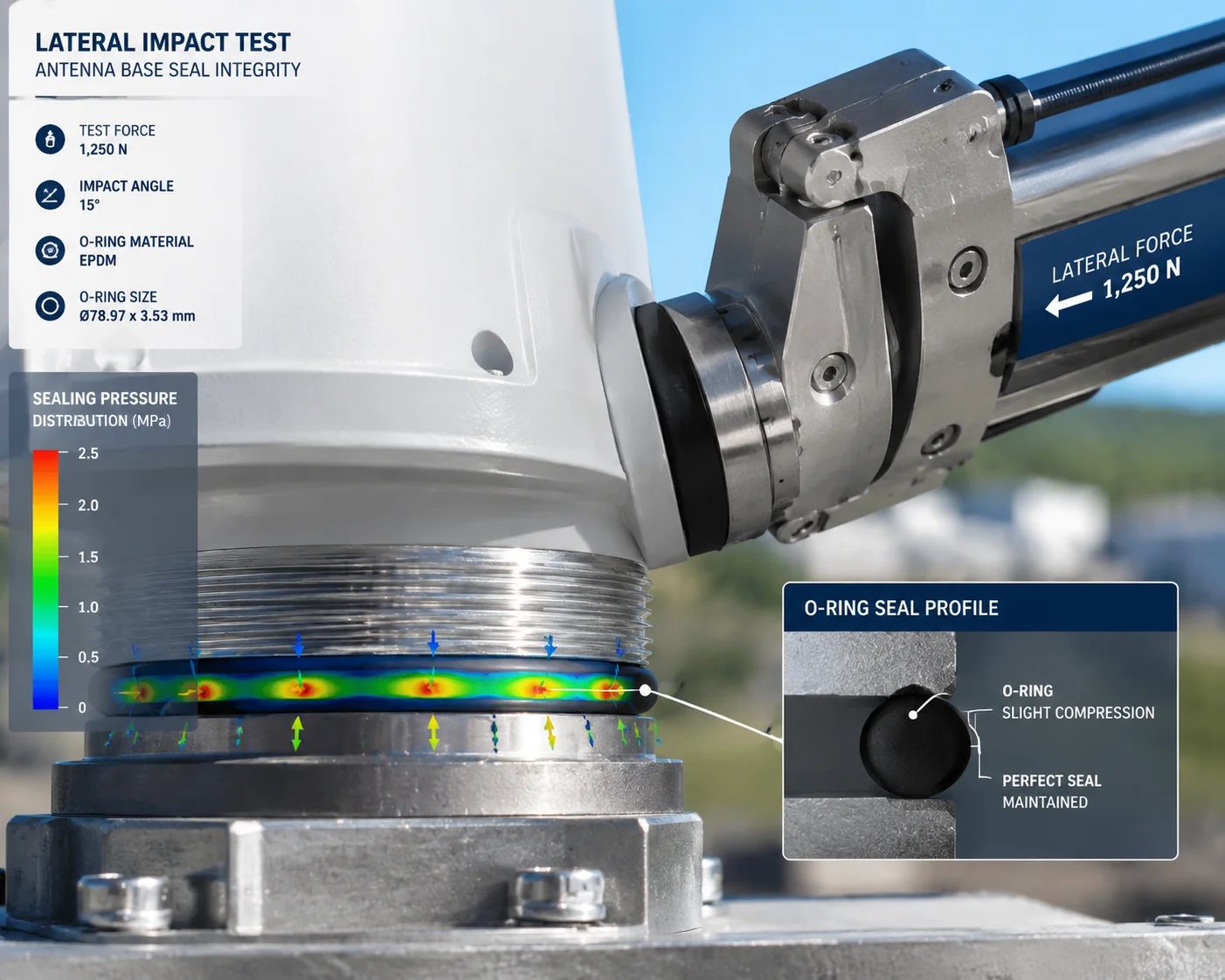 Mechanical hit and tilt test on antenna base
