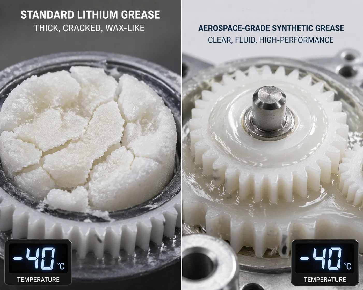 Low temperature synthetic grease for PTZ zoom mechanism cold weather