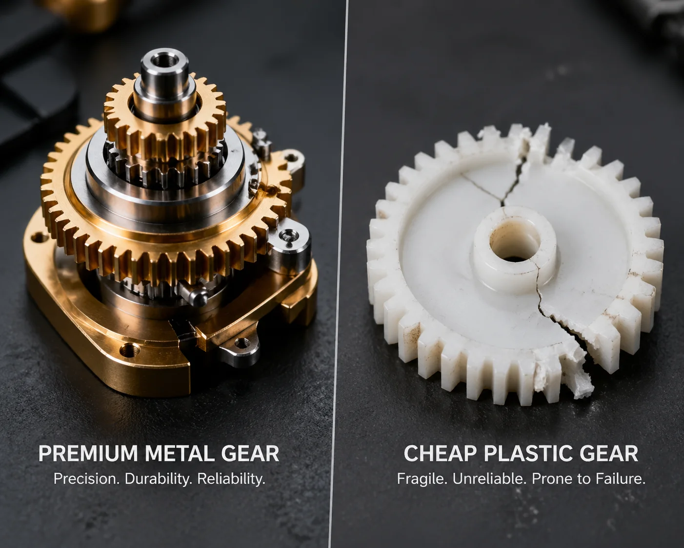 PTZ camera internal gear comparison metal vs plastic