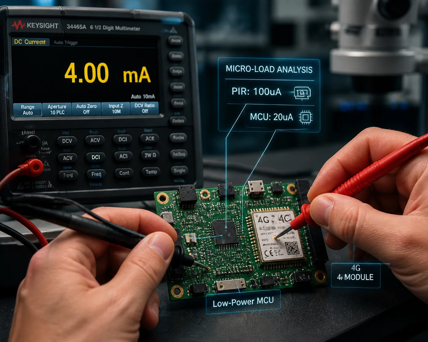 Milliampere-Verbrauch von 4G-Solarkameras im Standby-Modus