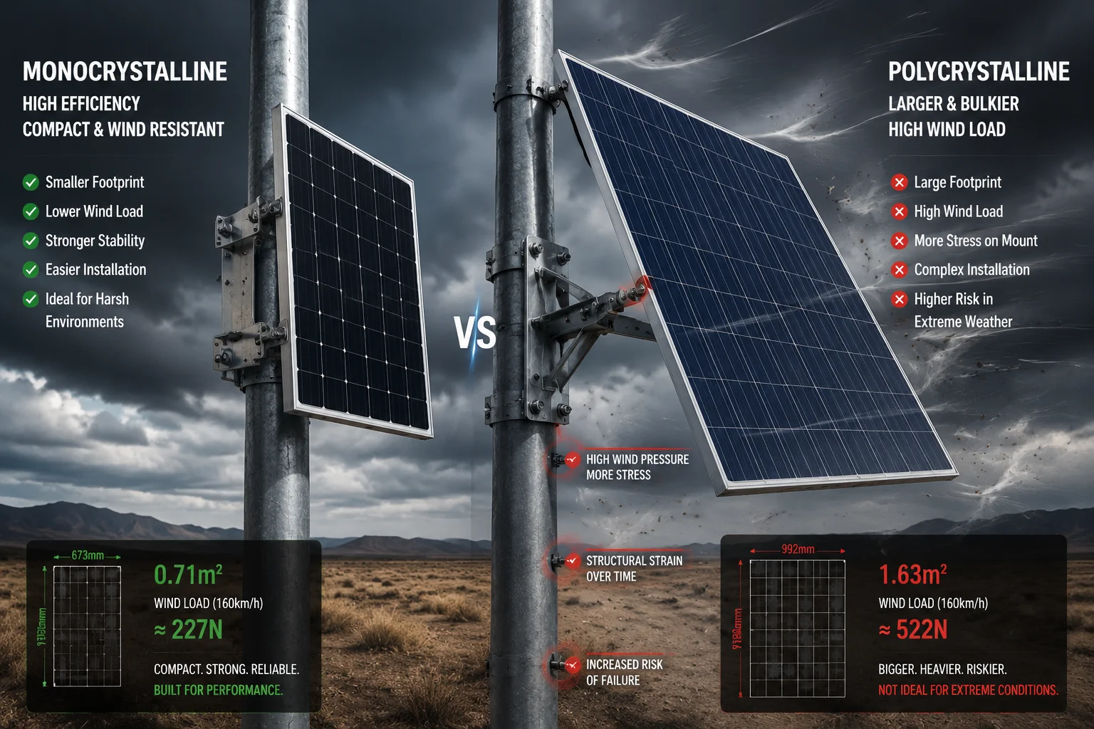 polycrystalline vs monocrystalline solar panel size comparison for PTZ camera